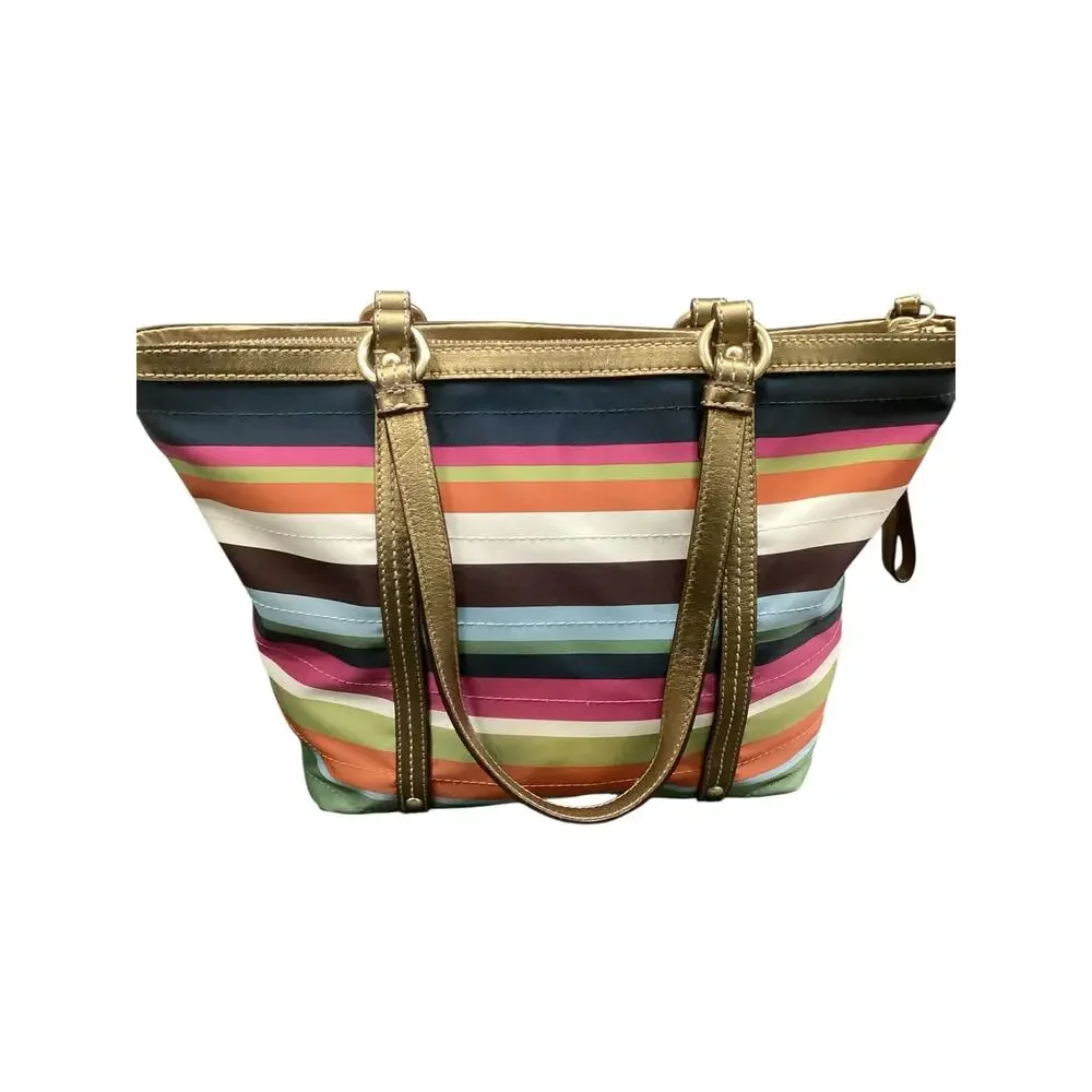Vintage Coach Bag Women’s One Size Stripes #12421 Fabric And Leather Multicolor